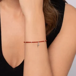 Clearance Gabriel & Co. 925 Sterling Silver Snake Brownish Red Agate Bead Bracelet