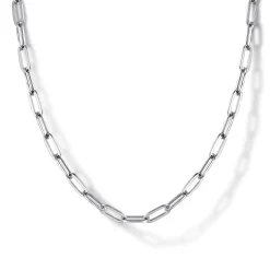 Sale Gabriel & Co. 925 Sterling Silver Solid Paper Clip Chain Necklace