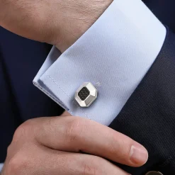Online Gabriel & Co. Sterling Silver Square Cufflinks with Black Spinel Stone