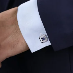 Discount Gabriel & Co. 925 Sterling Silver Square Cufflinks with Princess Cut Sapphire Stones