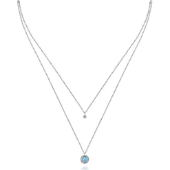 Sale Gabriel & Co. 925 Sterling Silver Swiss Blue Topaz and Diamond Layered Necklace