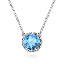 Hot Gabriel & Co. 925 Sterling Silver Swiss Blue Topaz Pendant Necklace