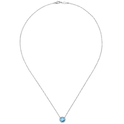 Hot Gabriel & Co. 925 Sterling Silver Swiss Blue Topaz Pendant Necklace