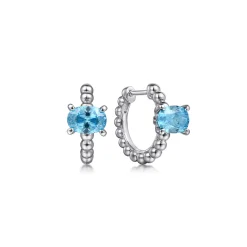 Gabriel & Co. 925 Sterling Silver Swiss Blue Topaz Bujukan Huggies