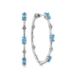 Outlet Gabriel & Co. 925 Sterling Silver Swiss Blue Topaz Classic Hoop Earrings 40mm-Bujukan
