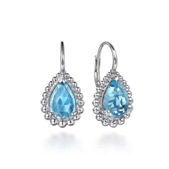 Clearance Gabriel & Co. 925 Sterling Silver Swiss Blue Topaz Bujukan Stud Earrings