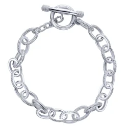 Best Gabriel & Co. Sterling Silver Textured Link Toggle Bracelet