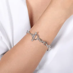 Best Gabriel & Co. Sterling Silver Textured Link Toggle Bracelet