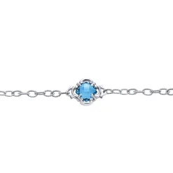 Outlet Gabriel & Co. Sterling Silver Toggle Bracelet with Blue Topaz Clover Stations