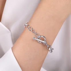 Hot Gabriel & Co. 925 Sterling Silver Toggle Link Chain Bracelet