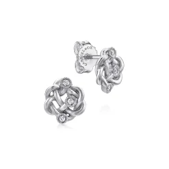 Discount Gabriel & Co. 925 Sterling Silver Twisted Knot Diamond Stud Earrings