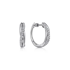 Online Gabriel & Co. 925 Sterling Silver Twisted 15mm White Sapphire Huggie Earrings