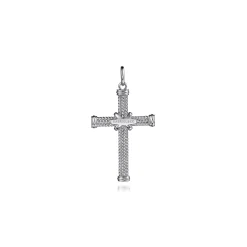 New Gabriel & Co. 925 Sterling Silver Twisted Rope Cross Pendant with X Center