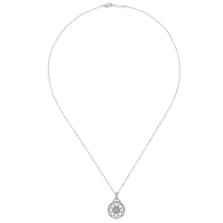 Online Gabriel & Co. 925 Sterling Silver Vintage Diamond Filigree Pendant Necklace