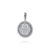 Hot Gabriel & Co. 925 Sterling Silver White Mother Pearl and Black Spinel Bujukan Medallion Pendant in size 24mm With Detachable Bail