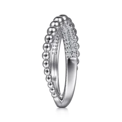 New Gabriel & Co. 925 Sterling Silver White Sapphire Bujukan Criss Cross Ring