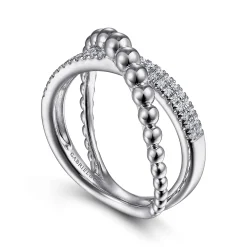 New Gabriel & Co. 925 Sterling Silver White Sapphire Bujukan Criss Cross Ring