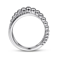 New Gabriel & Co. 925 Sterling Silver White Sapphire Bujukan Criss Cross Ring