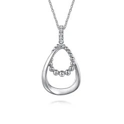 Sale Gabriel & Co. 925 Sterling Silver White Sapphire Teardrop Pendant Necklace- Bujukan