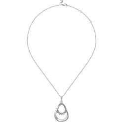 Sale Gabriel & Co. 925 Sterling Silver White Sapphire Teardrop Pendant Necklace- Bujukan