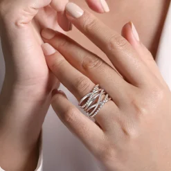 Gabriel & Co. 925 Sterling Silver White Sapphire Criss Cross Ring