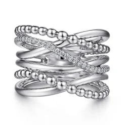 Gabriel & Co. 925 Sterling Silver White Sapphire Criss Cross Ring