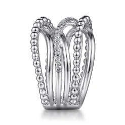 Gabriel & Co. 925 Sterling Silver White Sapphire Criss Cross Ring