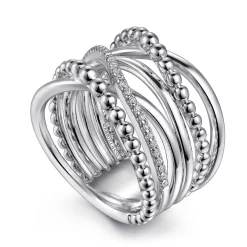 Gabriel & Co. 925 Sterling Silver White Sapphire Criss Cross Ring