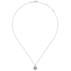 Hot Gabriel & Co. 925 Sterling Silver White Sapphire Pave Round Pendant Necklace