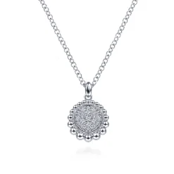 Hot Gabriel & Co. 925 Sterling Silver White Sapphire Pave Round Pendant Necklace