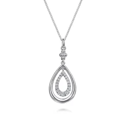 Discount Gabriel & Co. 925 Sterling Silver White Sapphire Teardrop Pendant Necklace-Bujukan