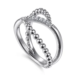 Gabriel & Co. 925 Sterling Silver White Sapphire Bujukan Wide Band