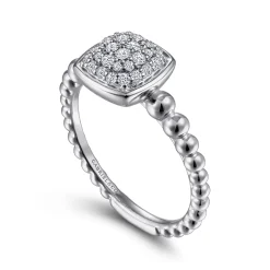Hot Gabriel & Co. 925 Sterling Silver White Sapphire Pave Bujukan Signet Ring