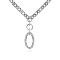 Sale Gabriel & Co. 925 Sterling Silver White Sapphire Bujukan Link Chain Necklace