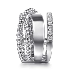 Hot Gabriel & Co. 925 Sterling Silver White Sapphire Bujukan Twisted Ladies Ring