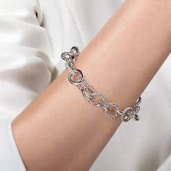Best Gabriel & Co. 925 Sterling Silver White Sapphire Bujukan Link Chain Tennis Bracelet