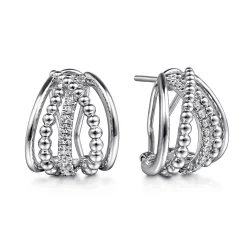 Sale Gabriel & Co. 925 Sterling Silver white sapphire Intricate Hoop Earrings