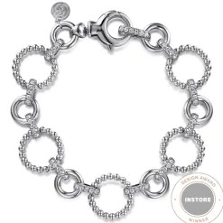 New Gabriel & Co. 925 Sterling Silver White Sapphire Bujukan Link Tennis Bracelet