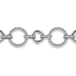 New Gabriel & Co. 925 Sterling Silver White Sapphire Bujukan Link Tennis Bracelet