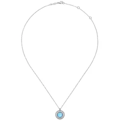 Outlet Gabriel & Co. 925 Sterling Silver White Sapphire and Rock Crystal and Turquoise Pendant Necklace