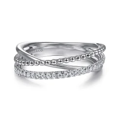 Sale Gabriel & Co. 925 Sterling Silver White Sapphire Bujukan Criss Cross Ring