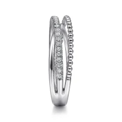 Sale Gabriel & Co. 925 Sterling Silver White Sapphire Bujukan Criss Cross Ring