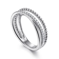 Sale Gabriel & Co. 925 Sterling Silver White Sapphire Bujukan Criss Cross Ring