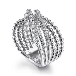 Online Gabriel & Co. 925 Sterling Silver White Sapphire Bujukan Criss CrossRing