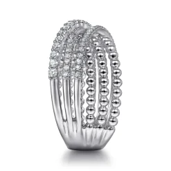Online Gabriel & Co. 925 Sterling Silver White Sapphire Bujukan Criss CrossRing