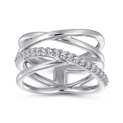 Discount Gabriel & Co. 925 Sterling Silver White Sapphire Twisted Ring