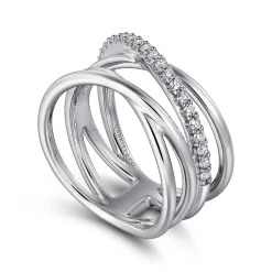 Discount Gabriel & Co. 925 Sterling Silver White Sapphire Twisted Ring