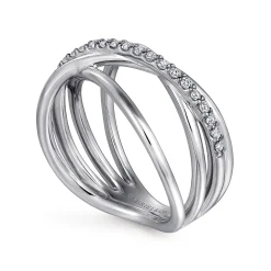 Hot Gabriel & Co. 925 Sterling Silver White Sapphire Twisted Ring