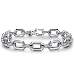 New Gabriel & Co. 925 Sterling Silver White Sapphire Link Chain Bracelet