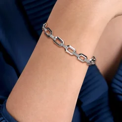 New Gabriel & Co. 925 Sterling Silver White Sapphire Link Chain Bracelet